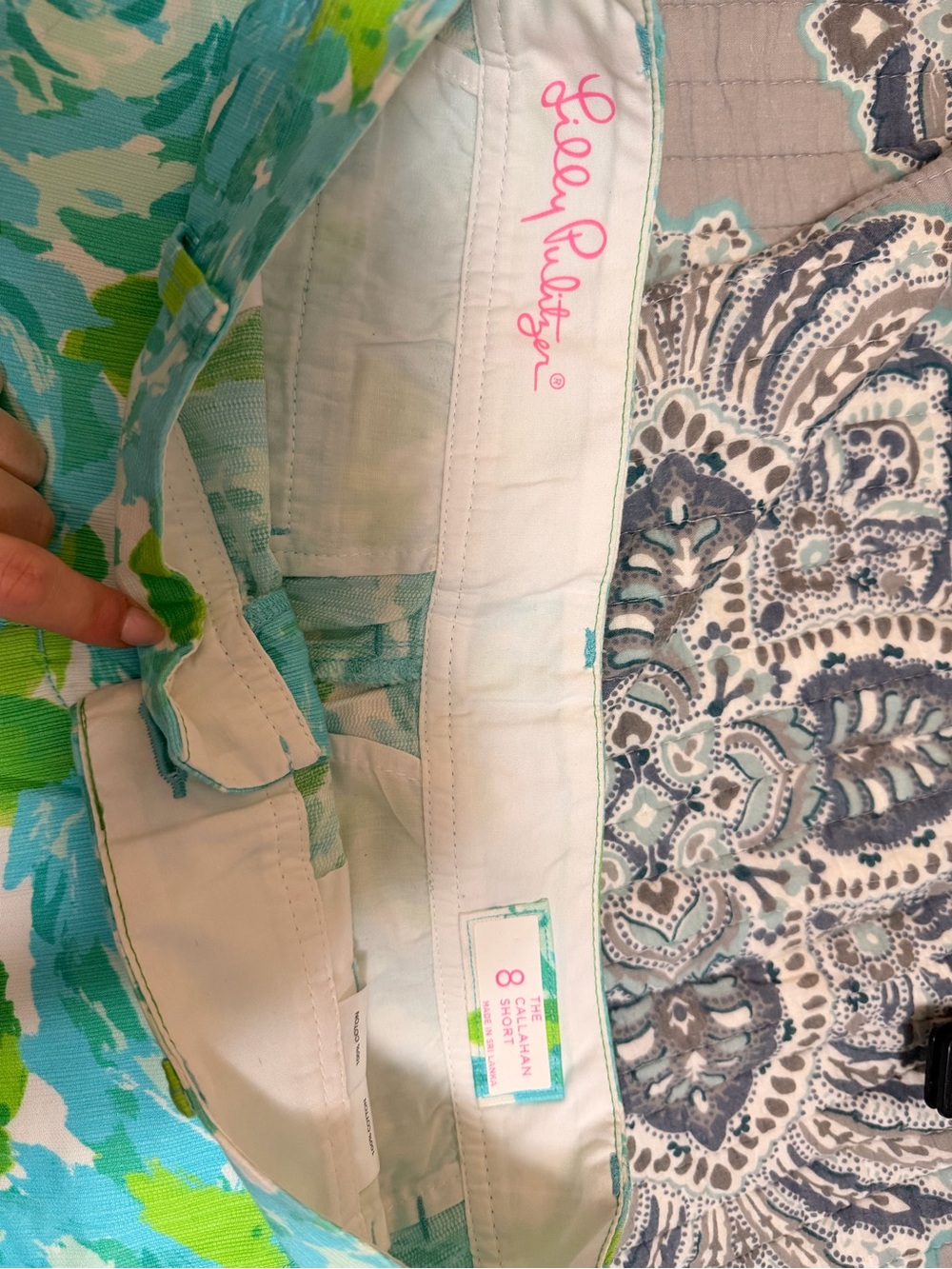 Lilly Pulitzer Floral Turquoise & Lime Women's Cotton Shorts - Picture 3 of 3